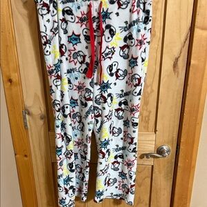 Peanuts White Cartoon Print Pajama Pants